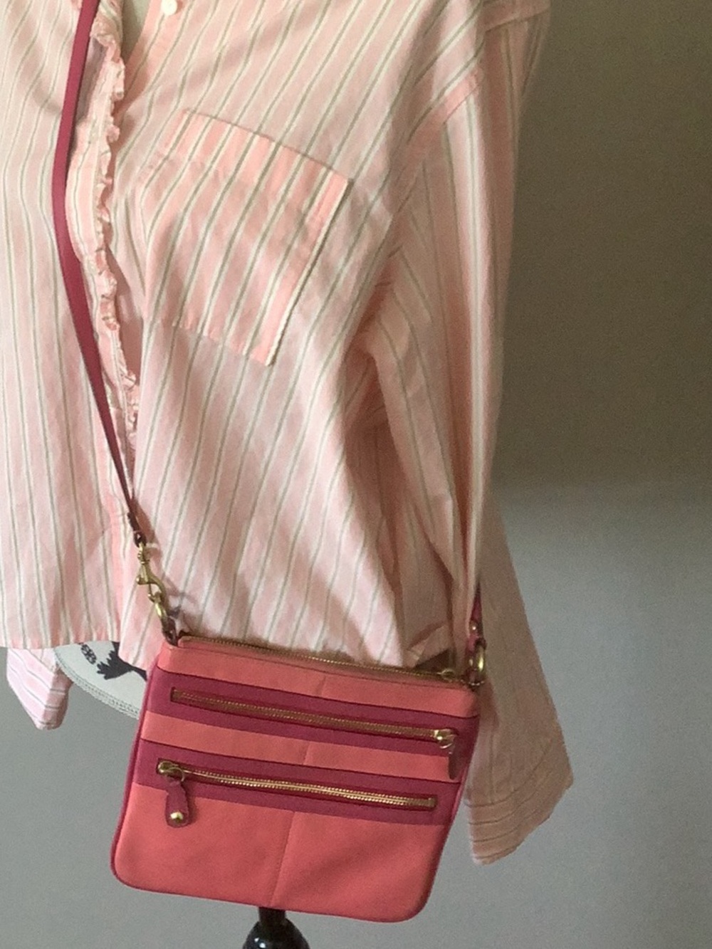 Coach Pink and Coral Crossbody Bag all leather